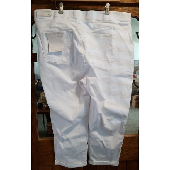 Soft Surroundings The Ultimate Denim‎ Pull On Straight Crop Jeans White Size 2X - Picture 4 of 10